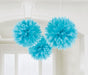 Caribbean Blue Fluffy Decoration 40Cm 3pk