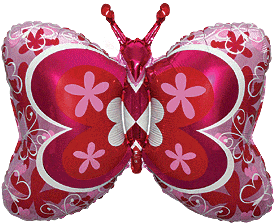 FlexMetal Foil Balloons 14 Inch Mini Deco Pink Butterfly (Flat)