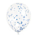 Clear Latex Balloons With Royal Blue Confetti 12'', 6pk