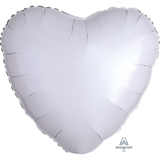 18'' Heart Metallic White Plain Foil