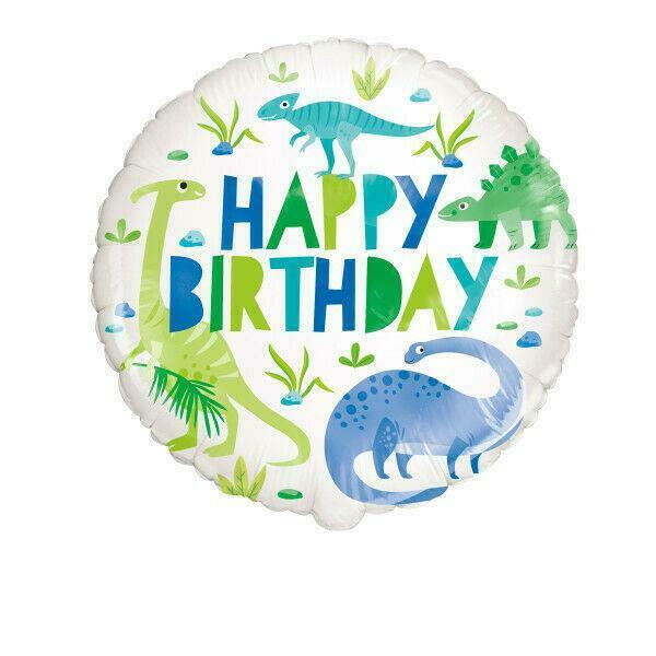 Blue & Green Dinosaur Round Foil Balloon 18''