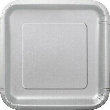 Silver Square Paper Party Side Plates 16pk