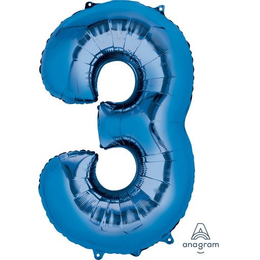 34'' Shape Foil Number 3 - Blue (Anagram)