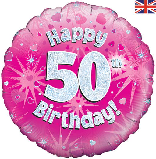 18'' Foil Happy 50th Birthday Pink