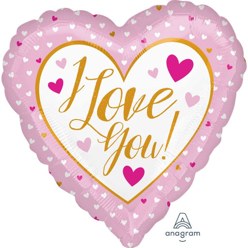 18'' I Love You Gold & Pink Foil Heart Balloon