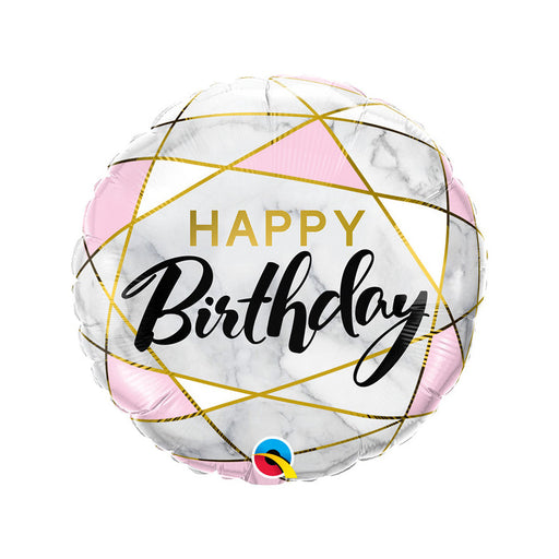 18'' Marble Rectangles Happy Birthday Foil