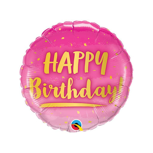 18'' Gold & Pink Happy Birthday Foil Balloon