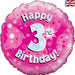 18'' Foil Happy 3rd Birthday Pink