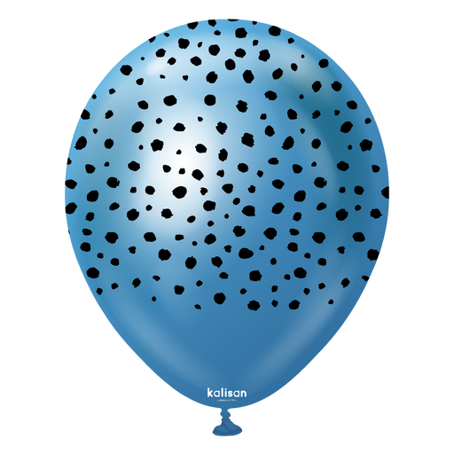 12" Mirror Blue (Black) Safari Cheetah Print Balloons (25pk)