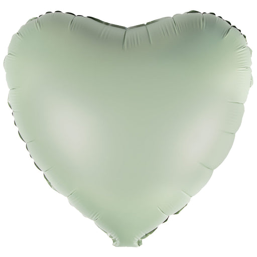 Eucalyptus Heart Silk Lustre Standard Unpackaged Foil Balloons
