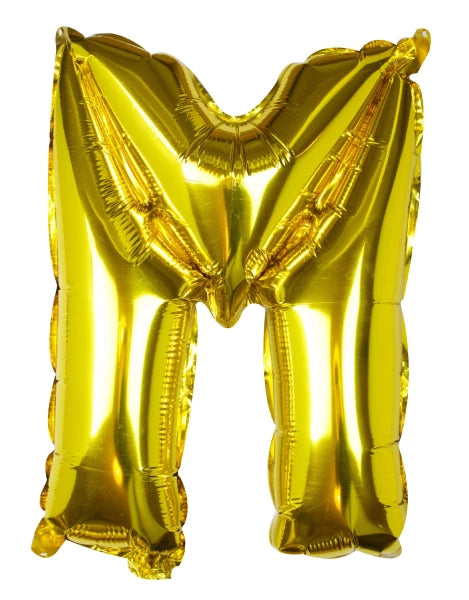 Gold Letter M Foil Balloon 16"