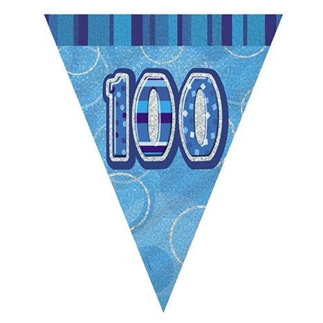 Glitz Blue 100 Flag Banner 12Ft