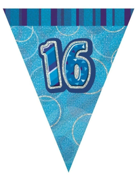 Glitz Blue 16 Flag Banner 9Ft