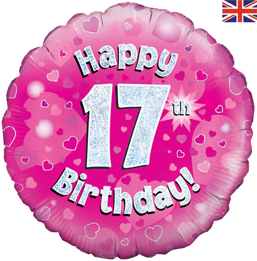 18'' Foil Happy 17th Birthday Pink