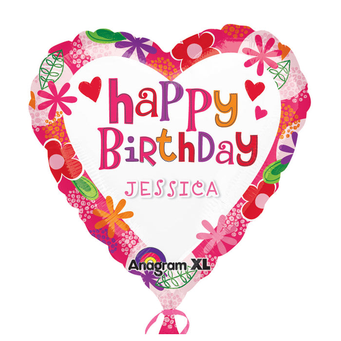18'' Happy Birthday Floral Personalise Foil