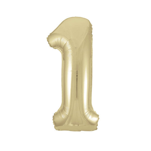Champagne Gold Number 1 Shaped Foil Balloon 34'', Packaged