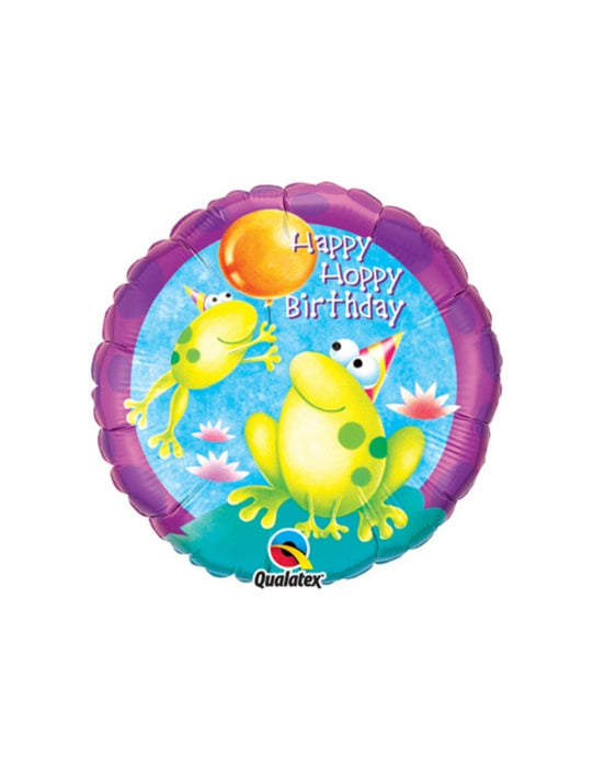 Happy Hoppy Birthday Frogs 18" Foil Balloon