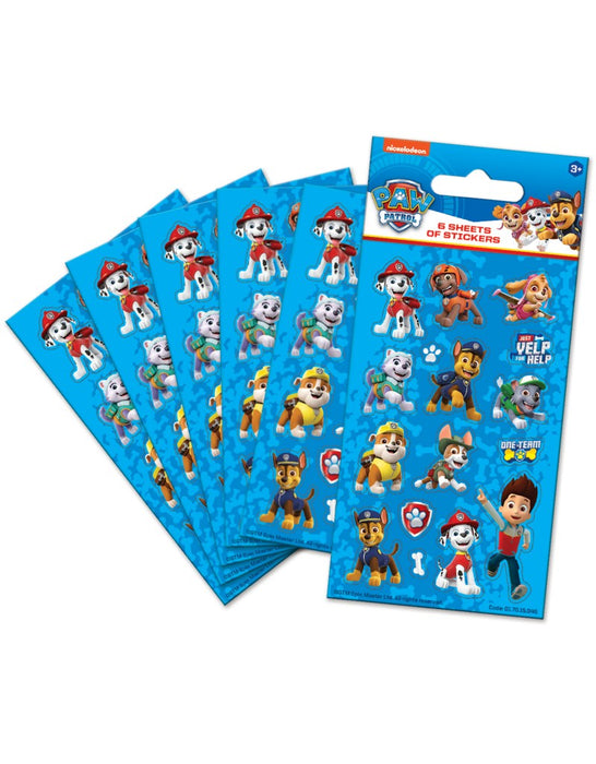 Paw Patrol Blue Party Sticker Pack - 6 Sheets