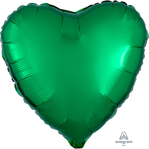 18 Inch Heart Metallic Green Plain Foil (Flat)
