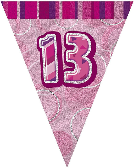 Glitz Pink 13 Flag Banner 9Ft