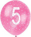 12'' Pearlised Latex Assorted Number 5 Birthday Balloons