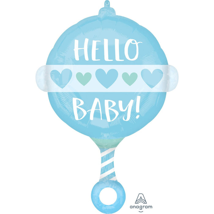 Baby Boy Rattle Foil Balloon 17''