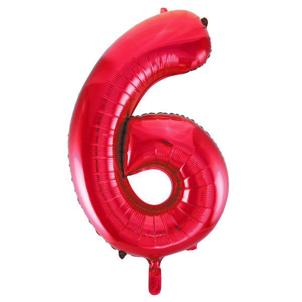 Red Foil Number 6 - 34 Inch