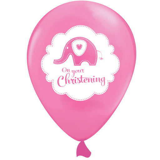 Christening Pink Elephant Latex Balloons 12'' 6pk