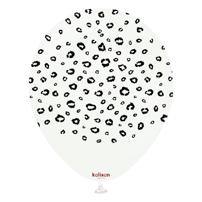 12" White Safari Leopard Print Balloons (25pk)