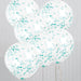 Clear Latex Balloons With Caribbean Teal Confetti 12'', 6Ct