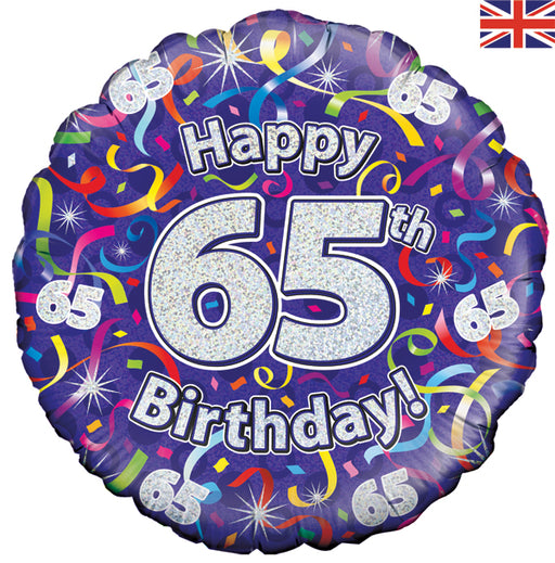 18'' Foil Happy 65th Birthday Streamers