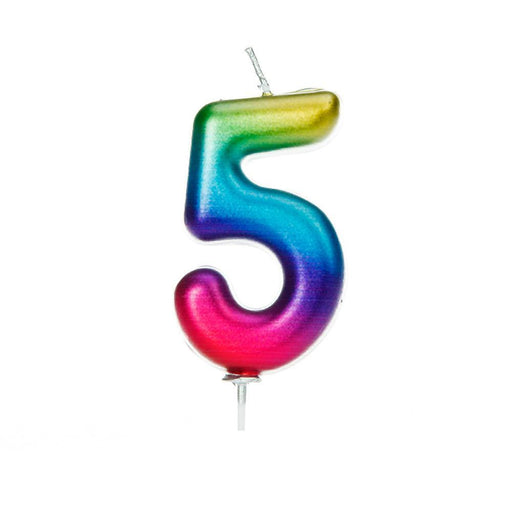 Creative Party Ahc06/5 Moulded Number 5 Pick Candle I Rainbow I 1 Pc