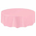 Round Soft Pink Plastic Table Cover