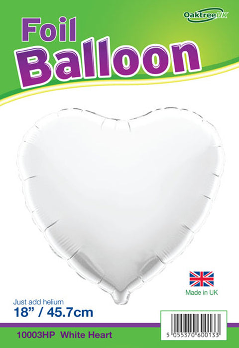 18'' Packaged Heart White Foil Balloon