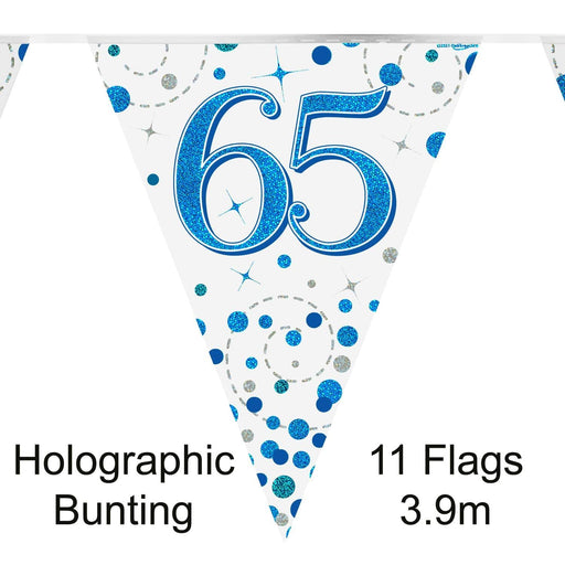 65th Birthday Bunting Blue Fizz - 11 Flags 3.9M
