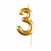 #3 Metallic Gold Finish Numerical Candles 6 cm