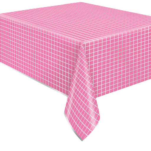 Silver & Bright Pink Rectangular Foil Table Cover