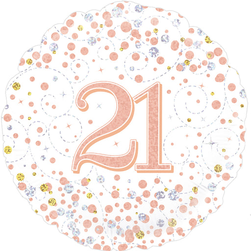 18'' Sparkling Fizz 21st Birthday White & Rose Gold