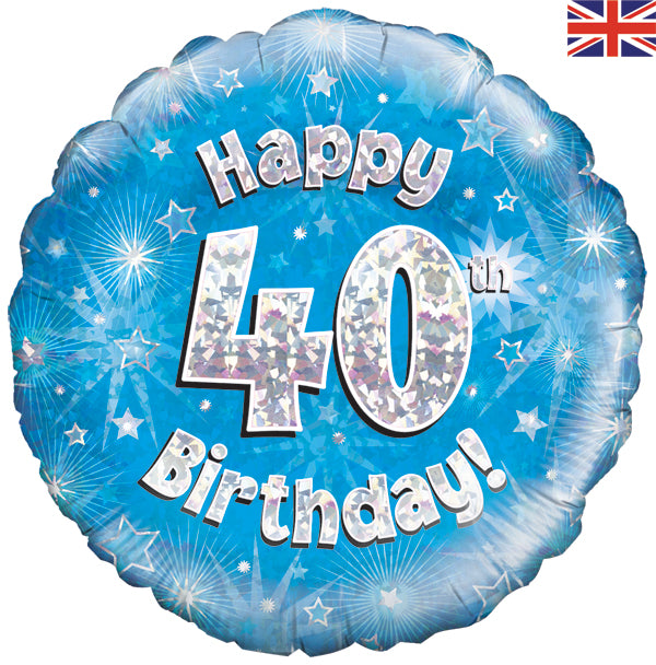 18'' Foil Happy 40th Birthday Blue