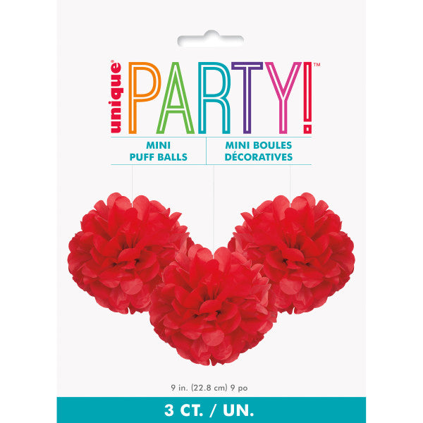 Ruby Red Mini Puff Tissue Decorations, 3pk