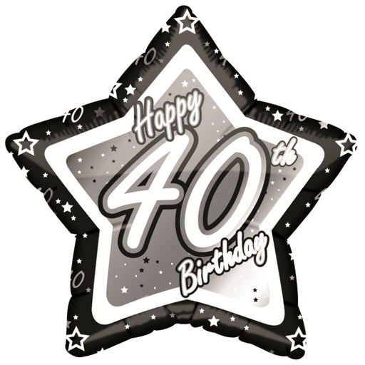 18'' Foil Black Star Happy 40th Birthday