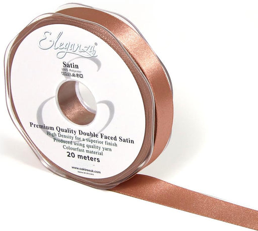 Deep Rose Gold Double Faced Satin Ribbon 15Mm X 20M