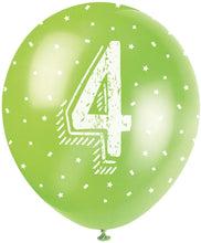 12'' Pearlised Latex Assorted Number 4 Birthday Balloons