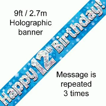 Foil Banner 12Th Birthday Blue
