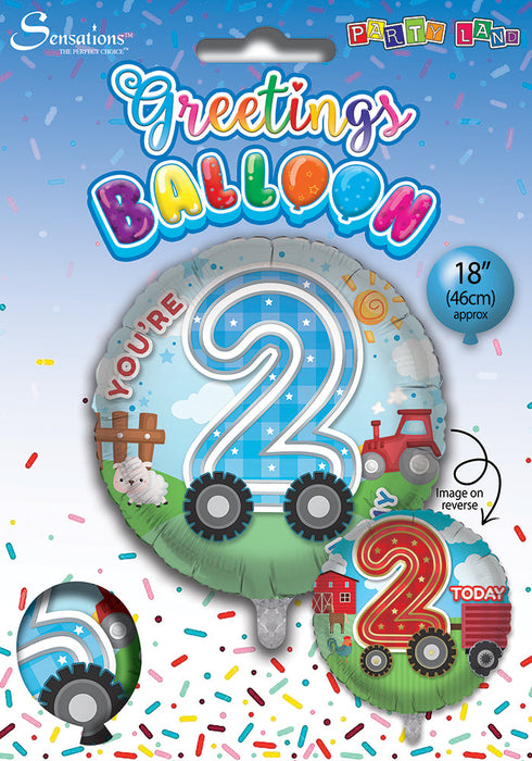 Farm / Tractors 2nd Birthday 18 Inch Foil Balloon
