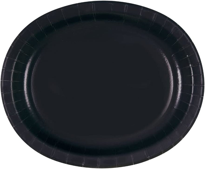 Midnight Black Oval Plates 8pk