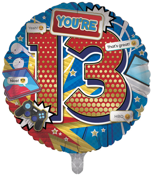 Blue / Red 13th Gaming 18 Inch Foil Balloon