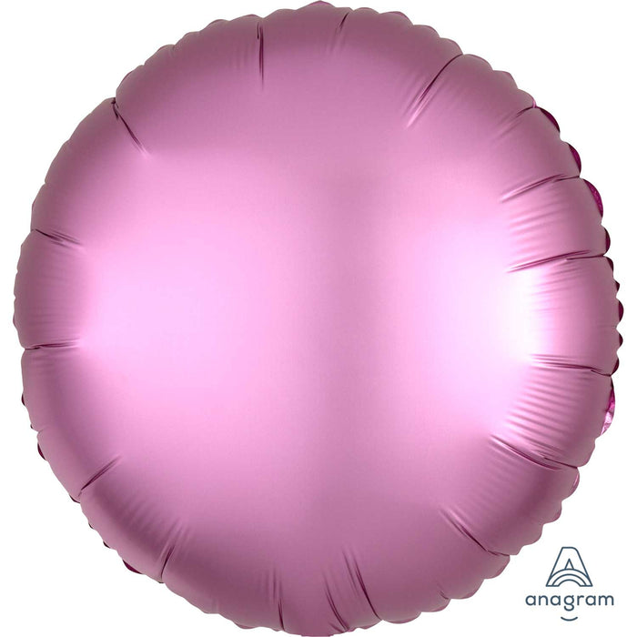 18'' Round Satin Flamingo Plain Foil