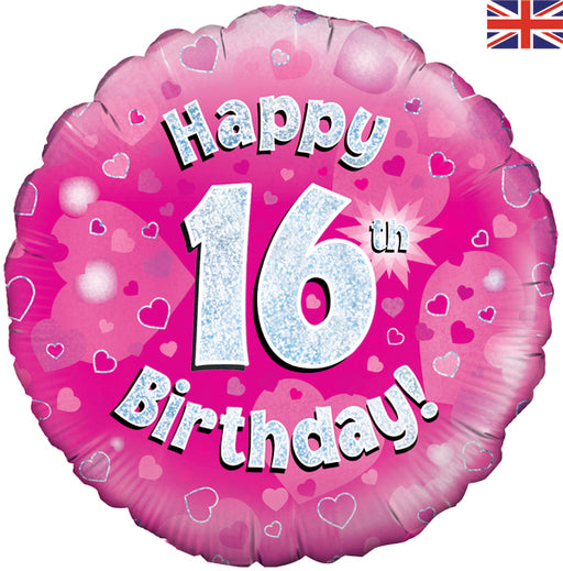 18'' Foil Happy 16th Birthday Pink