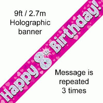 Foil Banner 8th Birthday Pink